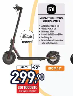 Unieuro Monopattino elettrico xiaomi scooter 4 offerta