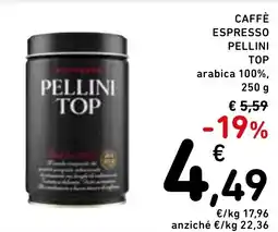 Spazio Conad Caffè espresso pellini top arabica 100%, offerta