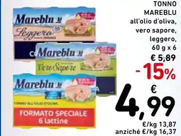 Spazio Conad Tonno mareblu all'olio d'oliva, vero sapore, offerta