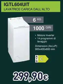 Unieuro IGNIS IGTL604UIT Lavatrice carica dall'alto offerta