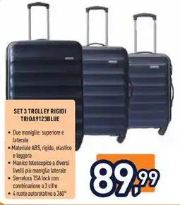 Unieuro Joiahome set 3 trolley rigidi TRIOA9123BLUE offerta