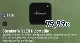 Unieuro Marshall Speaker WILLEN II portatile offerta