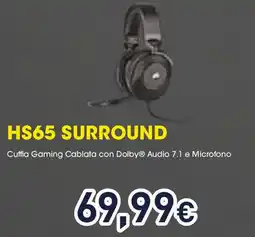 Unieuro CORSAIR HS65 SURROUND Cuffia Gaming Cablata offerta