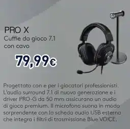 Unieuro Logitech PRO X Cuffie da gioco 7.1 con cavo offerta