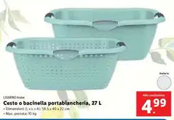 Lidl Cesto o bacinella portabiancheria, 27 L offerta
