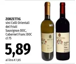 Famila ZORZETTIG vini Colli Orientali del Friuli Sauvignon DOC, Cabernet Franc DOC offerta