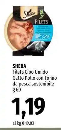 Famila SHEBA Filets Cibo Umido Gatto Pollo con Tonno da pesca sostenibile offerta