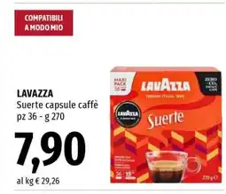Famila LAVAZZA Suerte capsule caffè offerta