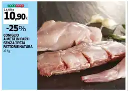 Coop Coniglio a metà in parti senza testa Fattorie Natura offerta