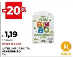 Coop LATTE UHT CRESCITA MUKKI BIMBO offerta