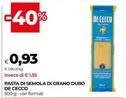 Coop PASTA DI SEMOLA DI GRANO DURO DE CECCO offerta