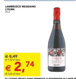 Esselunga Lambrusco Reggiano L'Olma offerta