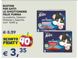 Esselunga BUSTINE PER GATTI LE GHIOTTONERIE FELIX PURINA offerta