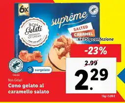 Lidl Bon Gelati Cono gelato al caramello salato offerta