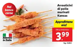 Lidl Arrosticini di pollo marinati Kansas offerta