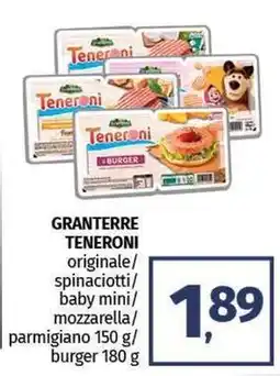 Pam GRANTERRE TENERONI originale/ spinaciotti/ baby mini/ mozzarella offerta