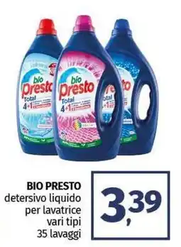 Pam BIO PRESTO detersivo liquido per lavatrice vari tipi offerta