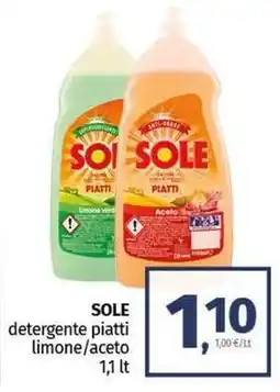 Pam SOLE detergente piatti limone/aceto offerta