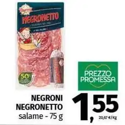 Pam NEGRONI NEGRONETTO salame offerta