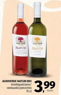 Pam AGRIVERDE NATUM BIO montepulciano/ cerasuolo/pecorino offerta
