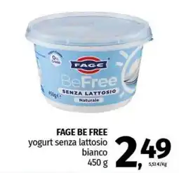 Pam FAGE BE FREE yogurt senza lattosio bianco offerta
