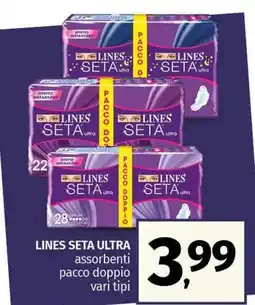 Pam LINES SETA ULTRA assorbenti pacco doppio vari tipi offerta