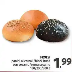 Pam FROLSI panini ai cereali/black bun/ con sesamo/senza sesamo offerta