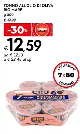 Bennet Tonno all'olio di oliva RIO MARE offerta