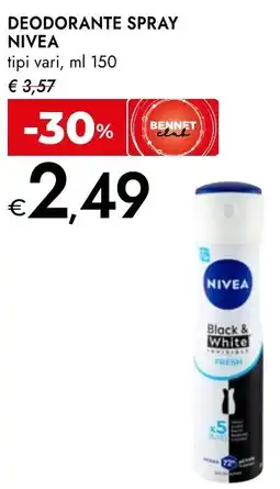 Bennet Deodorante spray NIVEA offerta