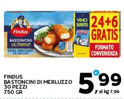Extra Supermercati Findus bastoncini di merluzzo 30 pezzi offerta