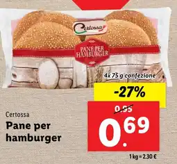 Lidl Certossa Pane per hamburger offerta