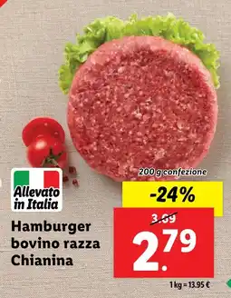 Lidl Hamburger bovino razza Chianina offerta