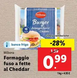 Lidl Milbona Formaggio fuso a fette al Cheddar offerta