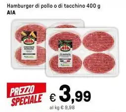 Iper La Grande Hamburger di pollo o di tacchino AIA offerta