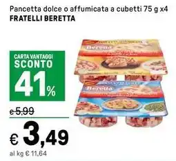 Iper La Grande Pancetta dolce o affumicata a cubetti FRATELLI BERETTA offerta