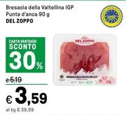 Iper La Grande Bresaola della Valtellina IGP Punta d'anca DEL ZOPPO offerta