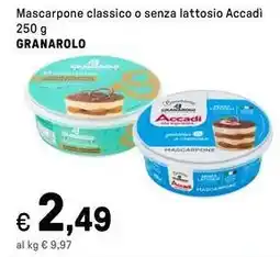 Iper La Grande Mascarpone classico o senza lattosio Accadi GRANAROLO offerta