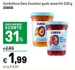 Iper La Grande Confettura Zero Zuccheri gusti assortiti ZUEGG offerta