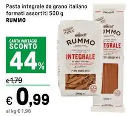 Iper La Grande Pasta integrale da grano italiano formati assortiti RUMMO offerta