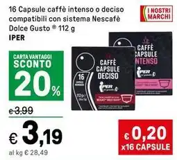 Iper La Grande 16 Capsule caffè intenso o deciso compatibili Nescafè Dolce Gusto IPER offerta
