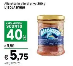 Iper La Grande Aliciotte in olio di oliva L'ISOLA D'ORO offerta