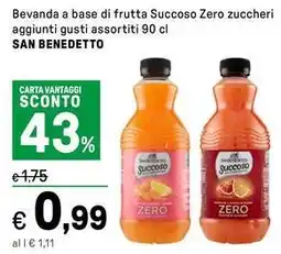 Iper La Grande Bevanda a base di frutta Succoso Zero zuccheri aggiunti gusti assortiti SAN BENEDETTO offerta