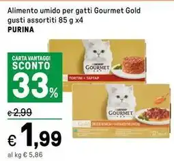 Iper La Grande Alimento umido per gatti Gourmet Gold gusti assortiti PURINA offerta
