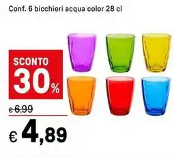 Iper La Grande Conf. 6 bicchieri acqua color offerta