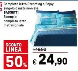 Iper La Grande bassetti Completo letto Dreaming o Enjoy mania singolo o matrimoniale offerta