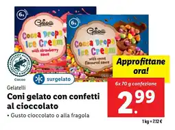 Lidl Gelatelli Coni gelato con confetti al cioccolato offerta