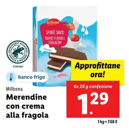 Lidl Milbona Merendine con crema alla fragola offerta