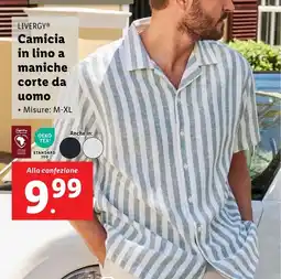 Lidl LIVERGY Camicia in lino a maniche corte da uomo offerta