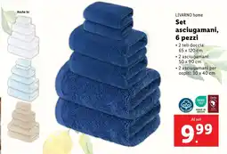 Lidl LIVARNO home Set asciugamani, 6 pezzi offerta
