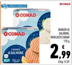 Conad BURGER DI SALMONE, MERLUZZO CONAD offerta